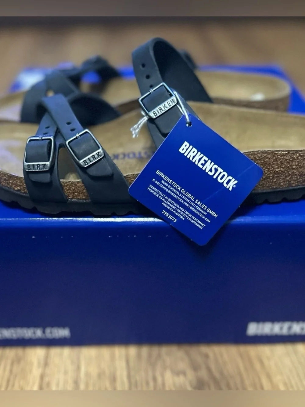 Birkenstock 💅 Franca Black Oiled Leather  Buckle Sandals Slides Wmns 6 7 8 9 10 - Picture 2 of 10